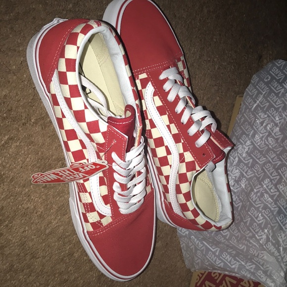 Size 11 Red Checkerboard Vans - Picture 3 of 4